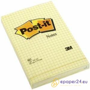 KARTECZKI POST-IT 102x152mm KRATKA ŻÓŁTE (100)