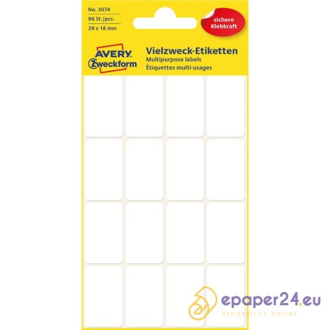 ETYKIETY AVERY 29*18mm DO OPISU RĘCZNEGO BIAŁE (6) ETYKIETY AVERY 29*18mm DO OPISU RĘCZNEGO BIAŁE (6)