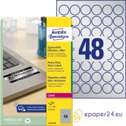 ETYKIETY A4 AVERY HEAVY DUTY 30mm SREBRNE (20)