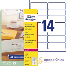ETYKIETY A4 AVERY 99,1*38,1mm PRZEZROCZYSTE (25)