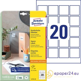 ETYKIETY A4 AVERY 45*45mm BIAŁE (25)