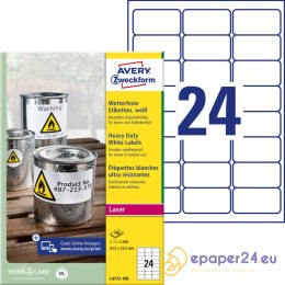 ETYKIETY A4 AVERY HEAVY DUTY 63,5*33,9mm BIAŁE (100)