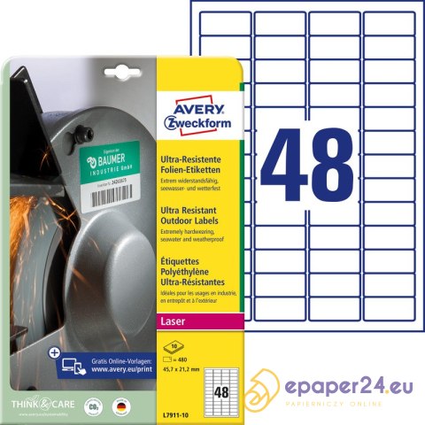 ETYKIETY A4 AVERY 45,7*21,2mm POLIETYLEN BIAŁE (10) ETYKIETY A4 AVERY 45,7*21,2mm POLIETYLEN BIAŁE (10)