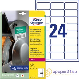 ETYKIETY A4 AVERY 63,5*33,9mm POLIETYLEN BIAŁE (10)