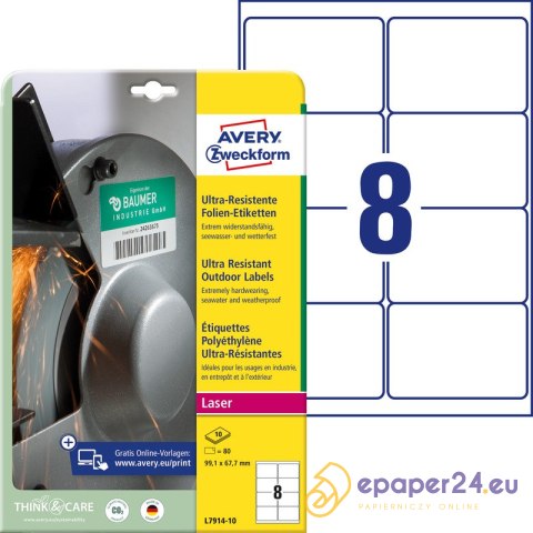 Etykiety Avery Zweckform A4 99.1x67.7mm PE białe (10) Etykiety Avery Zweckform A4 99.1x67.7mm PE białe (10)