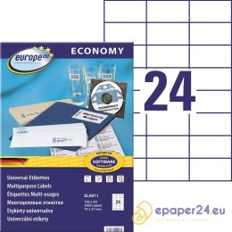 Etykiety Europe100 A4 70x37mm białe (100)