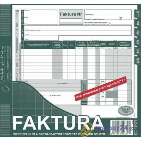 FAKTURA BRUTTO 2/3 A4 (O+1K) FAKTURA BRUTTO 2/3 A4 (O+1K)