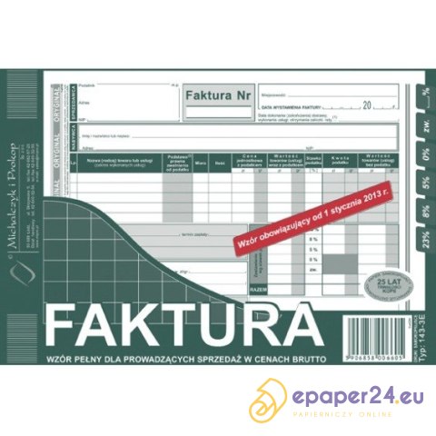 FAKTURA BRUTTO A5 (O+1K) FAKTURA BRUTTO A5 (O+1K)