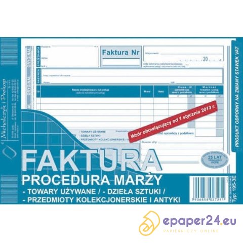 FAKTURA PROCEDURA MARŻY A5 (O+1K) FAKTURA PROCEDURA MARŻY A5 (O+1K)