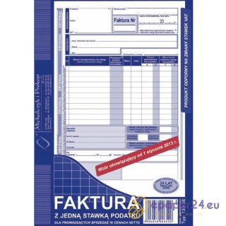 FAKTURA (1 STAWKA VAT) A5 (O+1K)