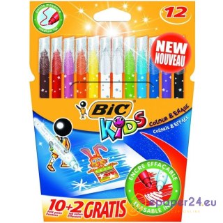FLAMASTRY BIC COLOUR&ERASE 12 KOLORÓW