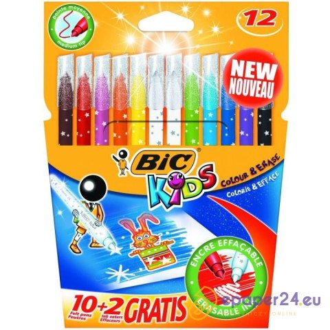 FLAMASTRY BIC COLOUR&ERASE 12 KOLORÓW FLAMASTRY BIC COLOUR&ERASE 12 KOLORÓW