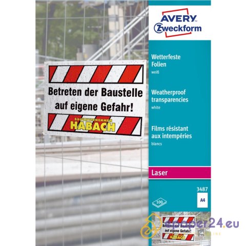 FOLIA A4 AVERY 0,13mm BIAŁA (100) FOLIA A4 AVERY 0,13mm BIAŁA (100)