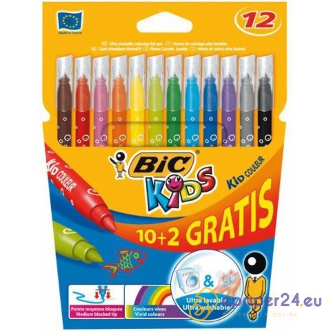 Flamastry BiC Kids Kid Couleur 12 kolorów Flamastry BiC Kids Kid Couleur 12 kolorów