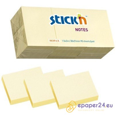 KARTECZKI STICK'N 38*51mm ZÓŁTE PASTEL (12*100) KARTECZKI STICK'N 38*51mm ZÓŁTE PASTEL (12*100)