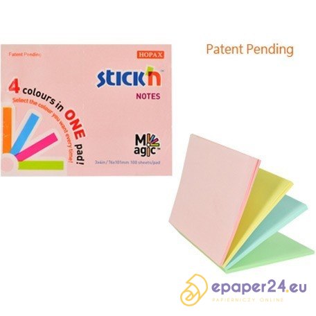 KARTECZKI STICK'N 76*101mm 4 KOLORY PASTEL (100) KARTECZKI STICK'N 76*101mm 4 KOLORY PASTEL (100)