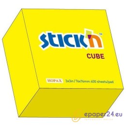 KARTECZKI STICK'N 76*76mm ŻÓŁTE NEON (400)