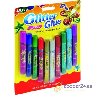 KLEJ Z BROKATEM AMOS 10,5ml*10 KOLORÓW