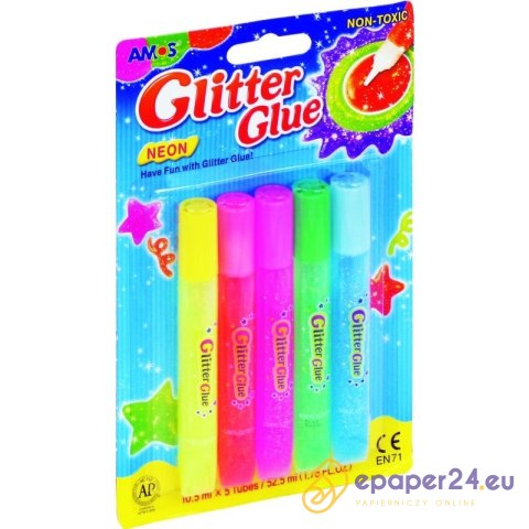 KLEJ Z BROKATEM AMOS 10,5ml*5 KOLORÓW KLEJ Z BROKATEM AMOS 10,5ml*5 KOLORÓW