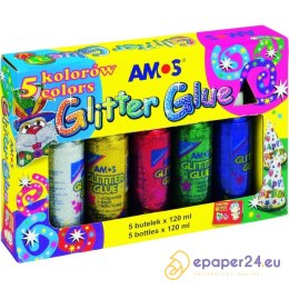 KLEJ Z BROKATEM AMOS 120ml*5 KOLORÓW