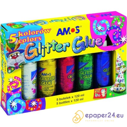 KLEJ Z BROKATEM AMOS 120ml*5 KOLORÓW KLEJ Z BROKATEM AMOS 120ml*5 KOLORÓW