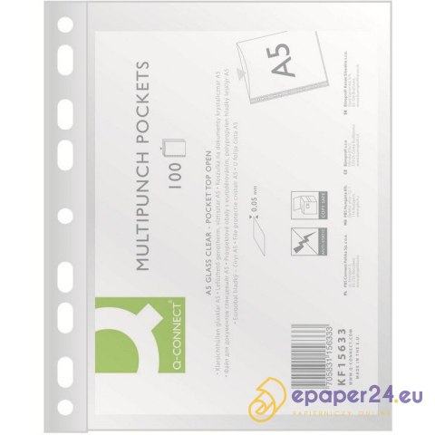 Koszulki Q-Connect A5/50µm krystaliczne (100) Koszulki Q-Connect A5/50µm krystaliczne (100)