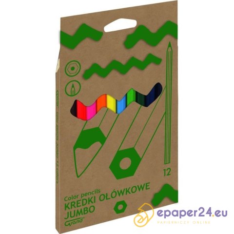 KREDKI OŁÓWKOWE GRAND JUMBO 12 KOLORÓW KREDKI OŁÓWKOWE GRAND JUMBO 12 KOLORÓW