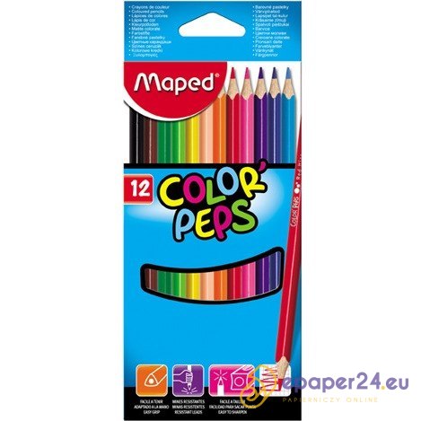 KREDKI TRÓJKĄTNE MAPED COLORPEPS 12 KOLORÓW KREDKI TRÓJKĄTNE MAPED COLORPEPS 12 KOLORÓW