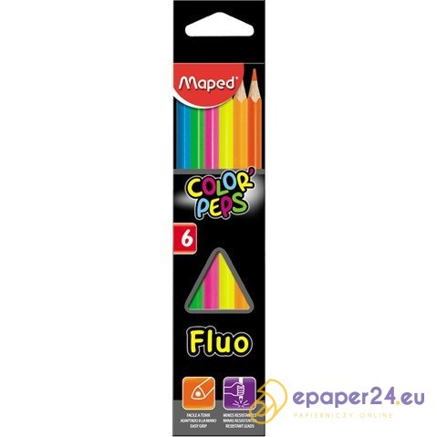 Kredki Maped Color'Peps Fluo 6 kolorów Kredki Maped Color'Peps Fluo 6 kolorów
