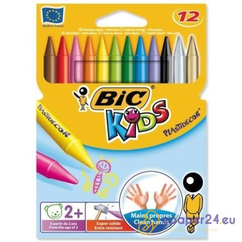 Kredki świecowe BiC Kids Plastidecor 12 kolorów Kredki świecowe BiC Kids Plastidecor 12 kolorów