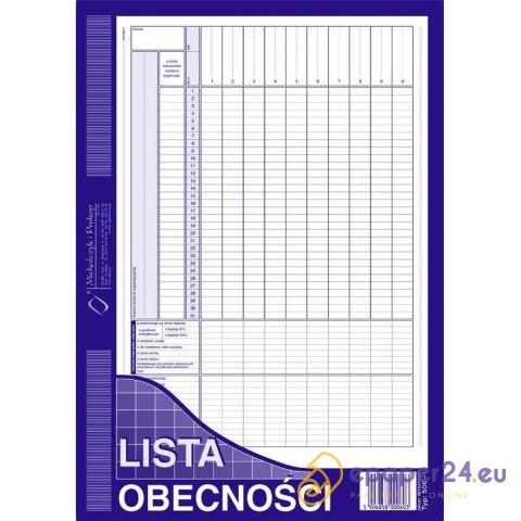 LISTA OBECNOŚCI A4 (OFFSET) LISTA OBECNOŚCI A4 (OFFSET)