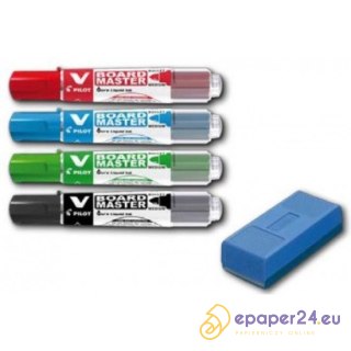 MARKERY DO TABLIC PILOT V BOARD MASTER 4 KOLORY + GĄBKA