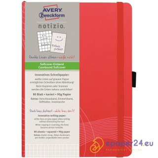 NOTATNIK AVERY NOTIZIO A5/80K KRATKA CZERWONY