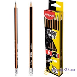 OŁÓWEK DREWNIANY MAPED BLACK'PEPS B Z GUMKĄ