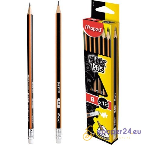 OŁÓWEK DREWNIANY MAPED BLACK'PEPS B Z GUMKĄ OŁÓWEK DREWNIANY MAPED BLACK'PEPS B Z GUMKĄ