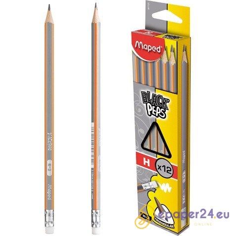 OŁÓWEK DREWNIANY MAPED BLACK'PEPS H Z GUMKĄ OŁÓWEK DREWNIANY MAPED BLACK'PEPS H Z GUMKĄ