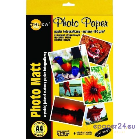 PAPIER FOTO YELLOW ONE A4 190g MAT (50) PAPIER FOTO YELLOW ONE A4 190g MAT (50)