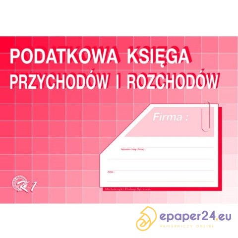 PODATKOWA KSIĘGA PRZYCHODÓW I ROZCHODÓW A4 48 KART PODATKOWA KSIĘGA PRZYCHODÓW I ROZCHODÓW A4 48 KART