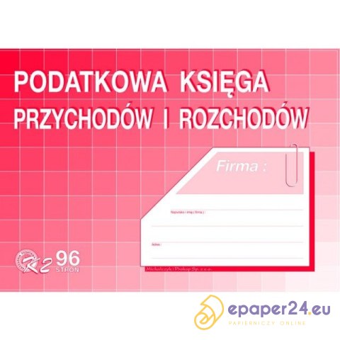 PODATKOWA KSIĘGA PRZYCHODÓW I ROZCHODÓW A4 96 KART PODATKOWA KSIĘGA PRZYCHODÓW I ROZCHODÓW A4 96 KART