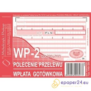 POLECENIE PRZELEWU/WPŁATA GOTÓWKOWA A6 (O+1K)