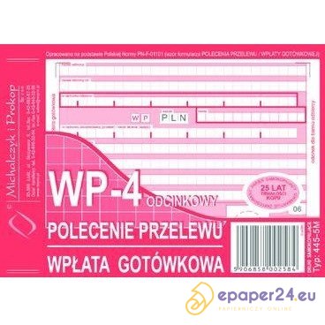 POLECENIE PRZELEWU/WPŁATA GOTÓWKOWA A6 (O+3K) POLECENIE PRZELEWU/WPŁATA GOTÓWKOWA A6 (O+3K)