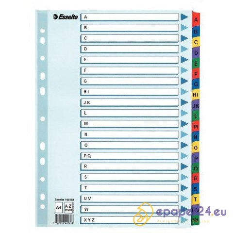 PRZEKŁADKI MYLAR ESSELTE A4 A-Z PRZEKŁADKI MYLAR ESSELTE A4 A-Z
