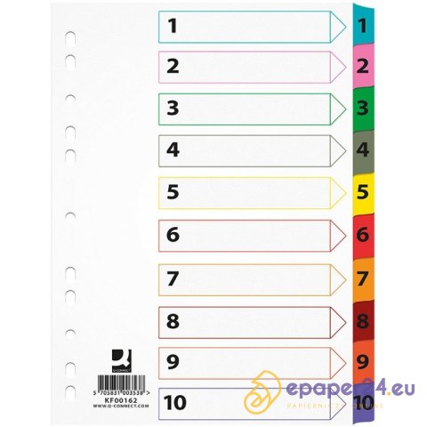 Przekładki mylar Q-Connect A4 1-10 Przekładki mylar Q-Connect A4 1-10