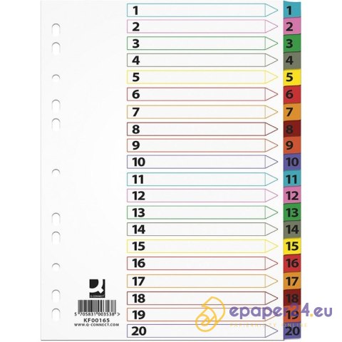 Przekładki mylar Q-Connect A4 1-20 Przekładki mylar Q-Connect A4 1-20