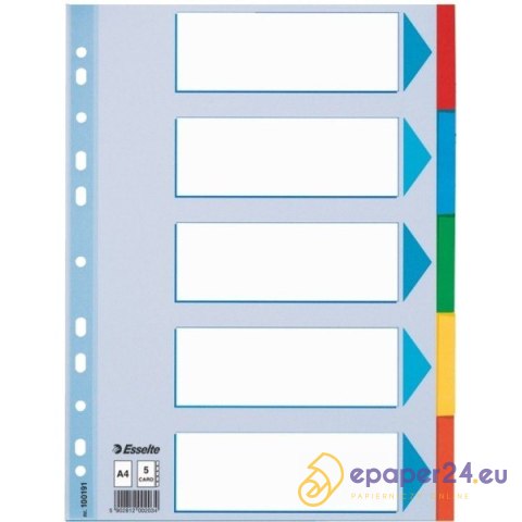 PRZEKŁADKI KARTONOWE ESSELTE A4 INDEX 5 KOLORÓW PRZEKŁADKI KARTONOWE ESSELTE A4 INDEX 5 KOLORÓW