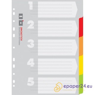 Przekładki kartonowe Office Products A4 5 kolorów