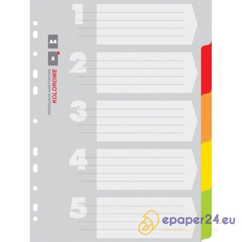 Przekładki kartonowe Office Products A4 5 kolorów Przekładki kartonowe Office Products A4 5 kolorów