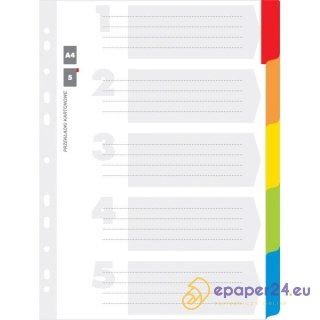 Przekładki kartonowe Office Products A4 5 kolorów