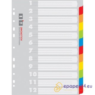 Przekładki kartonowe Office Products A4 12 kolorów