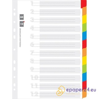 Przekładki kartonowe Office Products A4 12 kolorów